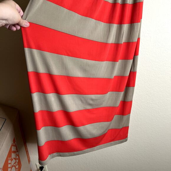 Kenar Maxi Dress Women 10 Orange Tan Pockets Beach Coastal Striped Flattering - Picture 11 of 16